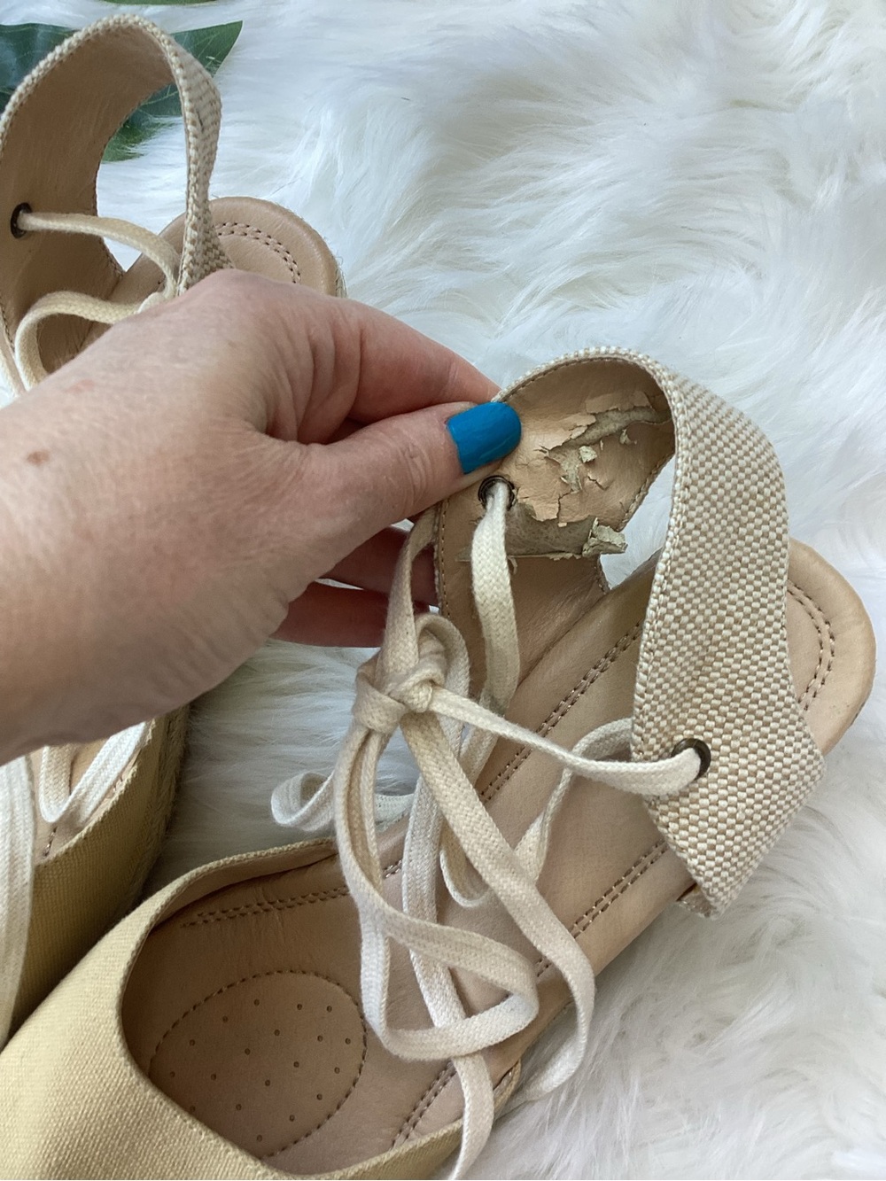 JG Ankle Tie Espadrilles Wedge Shoes Tan 10 - Picture 10 of 11